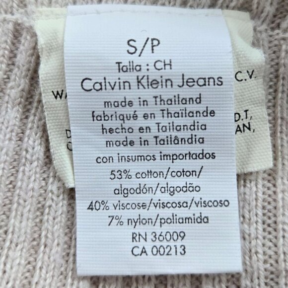 Calvin Klein Jeans Womens Open Front Beige Cardigan Small Lightweight Knit - Picture 8 of 9